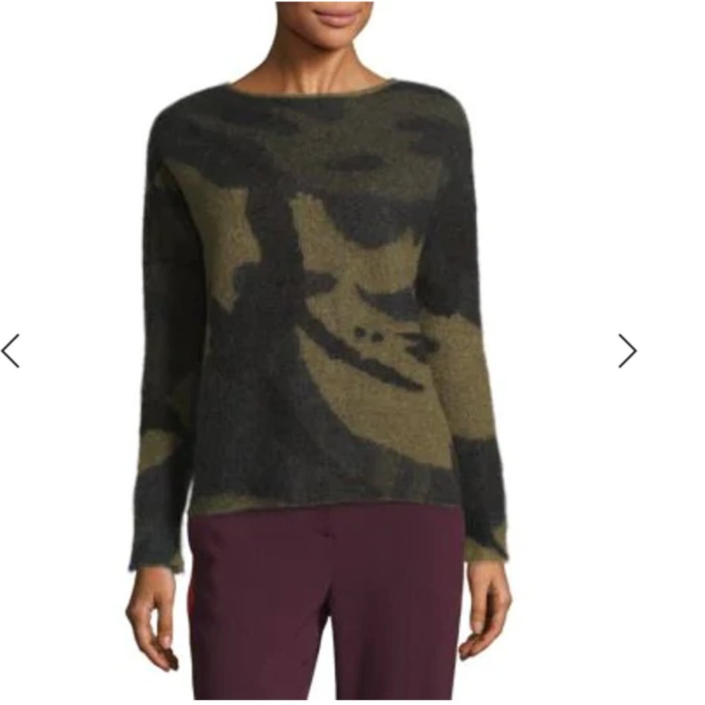 Rag & Bone Camo Sweater Wool Army Green Black SM